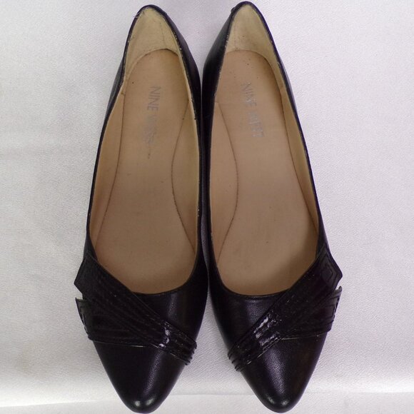 NINE WEST size 6M NW7SPLENDOR black point-toe ballet flats leather uppers - Picture 11 of 16